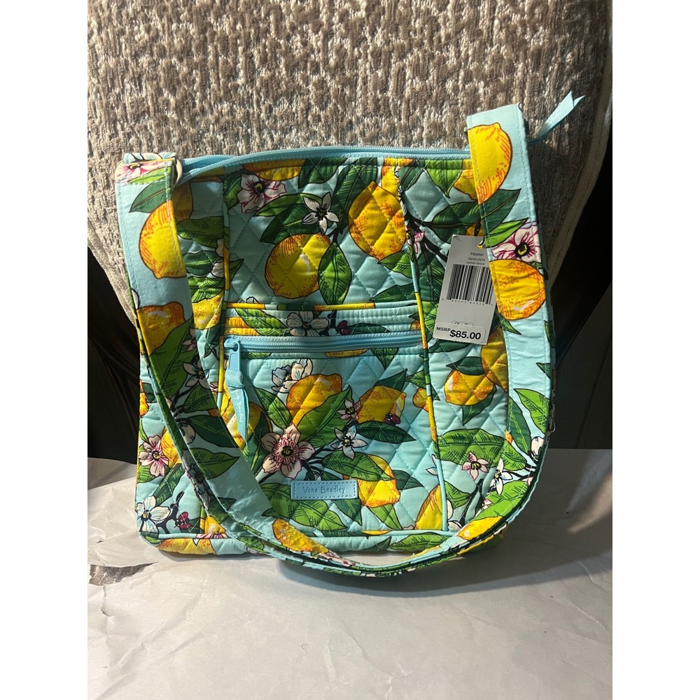 Vera Bradley Lemon Grove Hipster Crossbody Bag Blue Yellow Quilted Cotton NWT